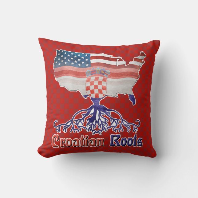 Amerikanische Kroatische Roots Pillow Kissen (Vorderseite)