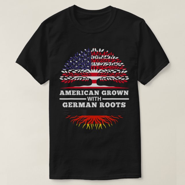 Amerikanische Kultur mit deutschem Stammfamiliener T-Shirt (Design vorne)