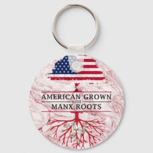 Amerikanische Kultur mit Manx Roots Marmordesign Schlüsselanhänger