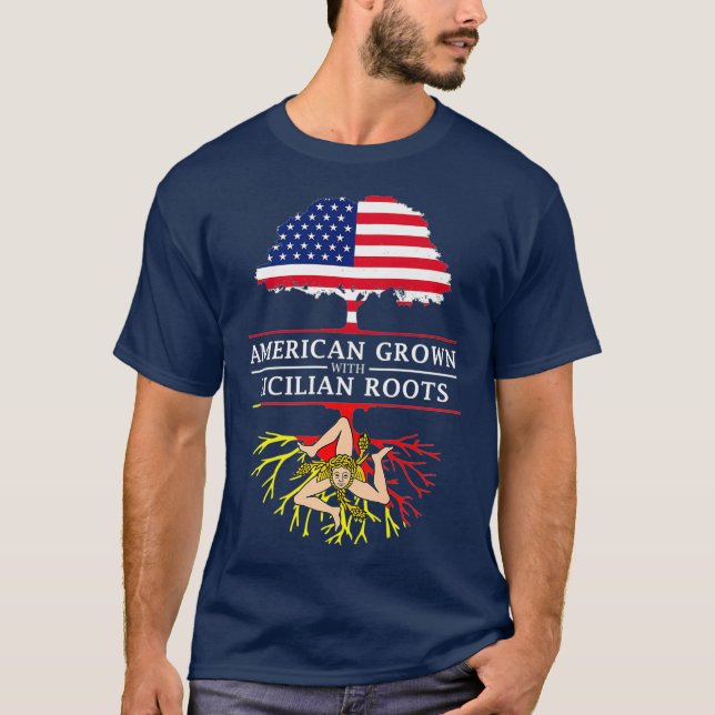 Amerikanische Kultur mit sizilianischen Wurzeln Si T-Shirt (Vorderseite)