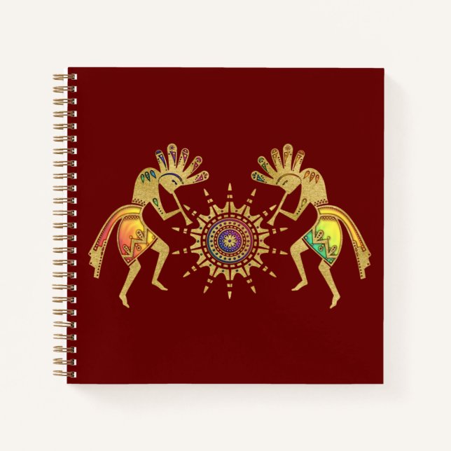 Amerikanische Kultur - Sun Dancing Kokopelli 3 Notizbuch (Vorderseite)