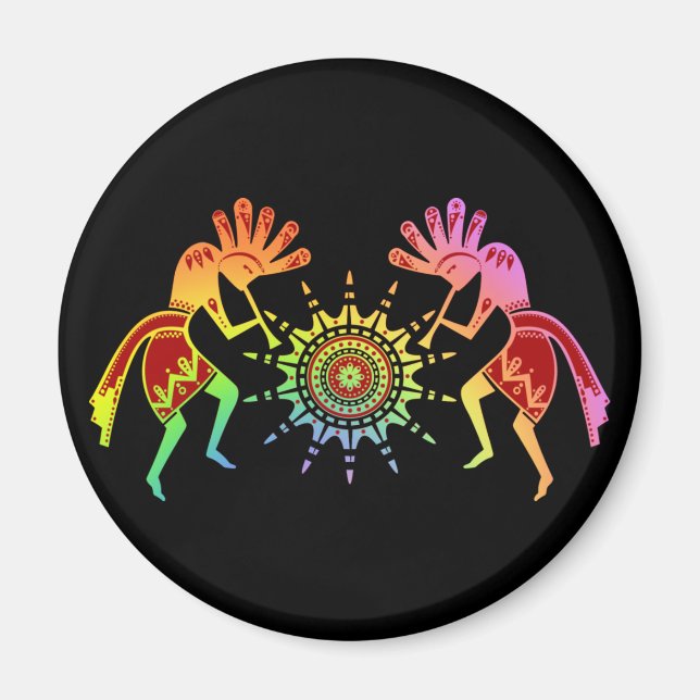 Amerikanische Kultur - Sun Dancing Kokopelli 4 Magnet (Vorne)