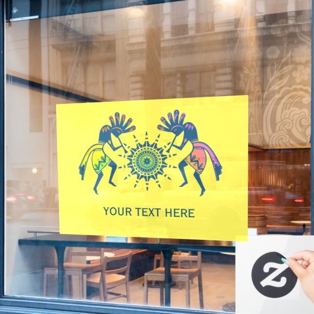 Amerikanische Kultur - Sun Dancing Kokopelli 5 Fensteraufkleber (Café-Fenster)