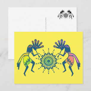 Amerikanische Kultur - Sun Dancing Kokopelli 5 Postkarte