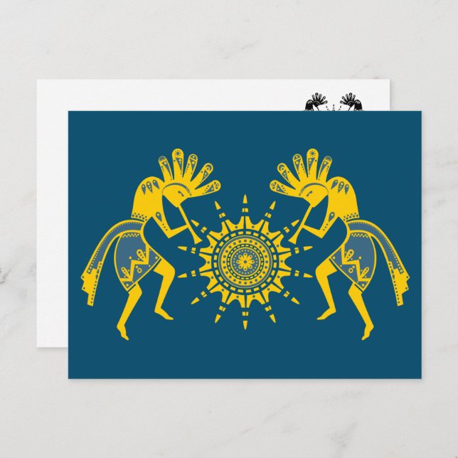 Amerikanische Kultur - Sun Dancing Kokopelli 6 Postkarte (Vorne/Hinten)
