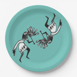 Amerikanische Kultur - Tanzen Kokopelli 1 Pappteller