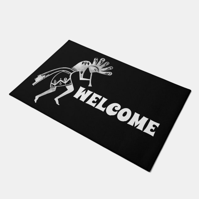 Amerikanische Kultur - Tanzen Kokopelli 2 Fußmatte (Schrägansicht)