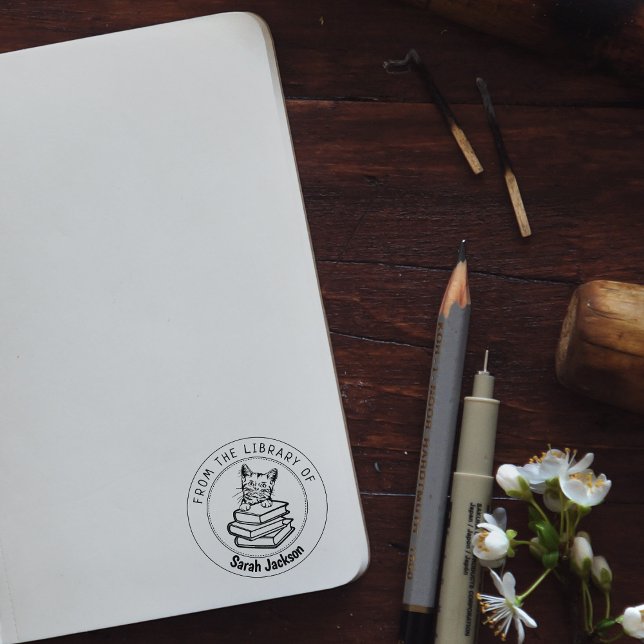 Amerikanische Kurze Haarkatze, Buch aus der Biblio Gummistempel (Von Creator hochgeladen)