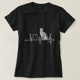 Amerikanische Kurzhaar-Herzschlag-Katzenkunst T-Shirt