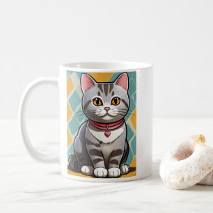 Amerikanische Kurzhaar-Katze Abstrakte Kunst Felin Kaffeetasse
