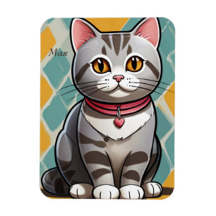 Amerikanische Kurzhaar-Katze Abstrakte Kunst Felin Magnet