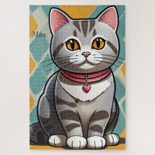 Amerikanische Kurzhaar-Katze Abstrakte Kunst Felin Puzzle