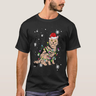 Amerikanische Kurzhaar-Katze Weihnachtslichter Wei T-Shirt