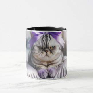 Amerikanische Kurzhaarkatze mit Schleife Tasse