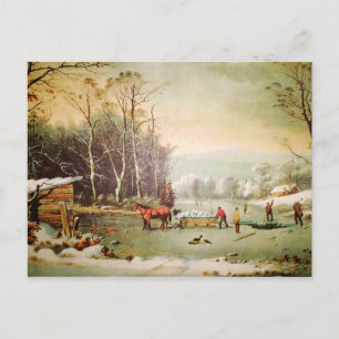 Amerikanische Ländliche Szene Eis holen Postkart Postkarte