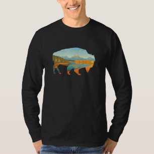 Amerikanische Landschaft Büffel Vintage Yellowston T-Shirt