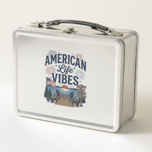 Amerikanische Lebensvibes Patriotischer See Vektor Metall Brotdose