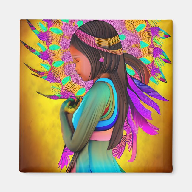 Amerikanische Little Girl AI Art Magnet (Vorne)