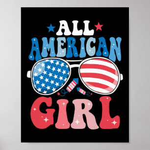 Amerikanische Mädchen Sungles 4. Juli Familie Matc Poster