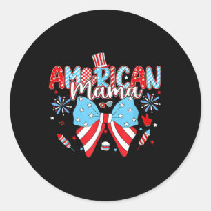 Amerikanische Mama Coquette Bow Happy Independence Runder Aufkleber