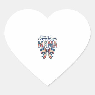 Amerikanische Mama Patriotischer Bogen Vintage 4. Herz-Aufkleber