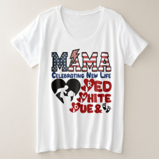 Amerikanische Mama, Rot-Weiß und Due-Shirt Große Größe T-Shirt