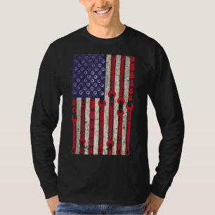 Amerikanische Mechanikflagge 4. Juli Patriotische T-Shirt