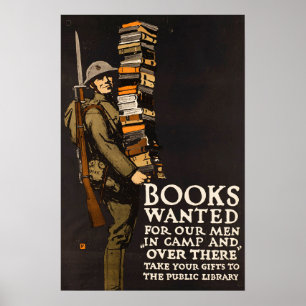 Amerikanische Militärbibliothek des Vintagen Zweit Poster