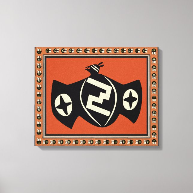 Amerikanische Mimbres Bat Bird Wrapped Canvas Leinwanddruck (Vorderseite)