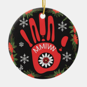 Amerikanische MMIW Red and Black Powwow Keramik Ornament