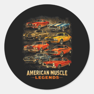 Amerikanische Muskel-Legenden Klassischer Retro-Ga Runder Aufkleber