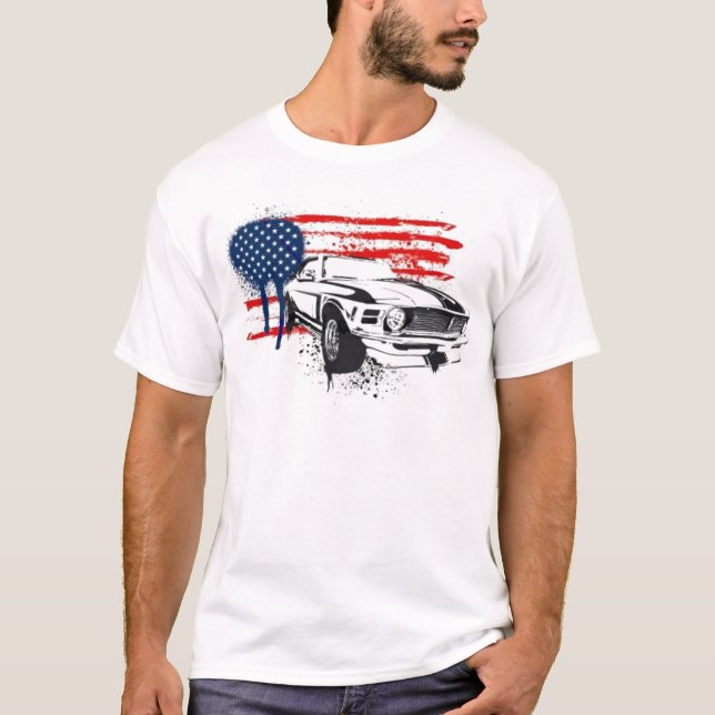 Amerikanische Muskel USA-Flagge Camaro… - T-Shirt (Vorderseite)