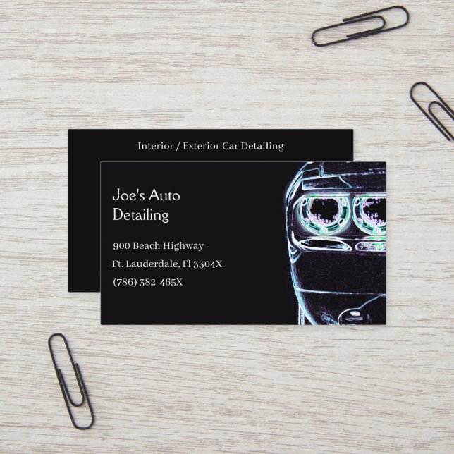 Amerikanische Muskelkater Visitenkarte (Vorderseite/Rückseite Beispiel)