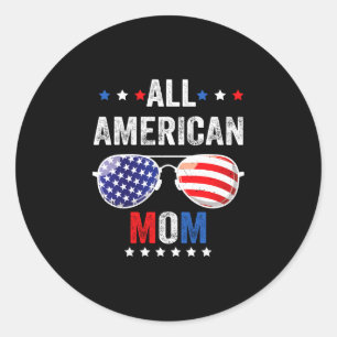 Amerikanische Mutter USA-Flagge 4. Juli Sonnenbril Runder Aufkleber