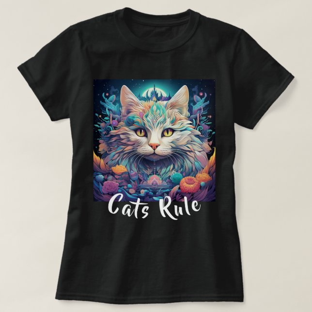 Amerikanische Mystical Multicolor Cats-Regel T-Shirt (Design vorne)