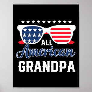 Amerikanische Opa 4. Juli USA Sungles Mens Geschen Poster