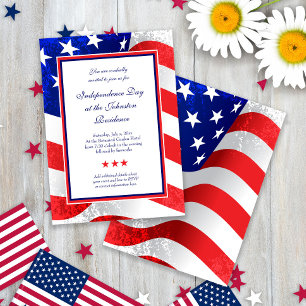 Amerikanische Patriot Vintage Sterne und Streifen Einladung