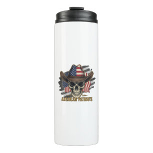 Amerikanische Patrioten Vintage-Totenkopf-Flagge Thermosbecher