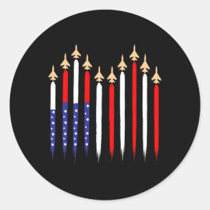 Amerikanische patriotische Kampfjets USA-Flagge 4. Runder Aufkleber