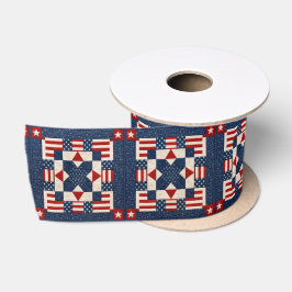 Amerikanische patriotische quilt mit Sternen und S Satinband