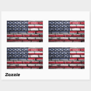 Amerikanische patriotische US-Flagge an der Wand Rechteckiger Aufkleber