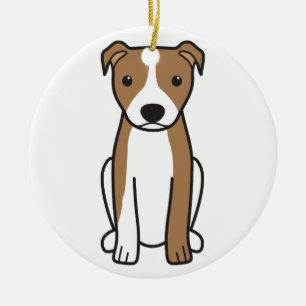 Amerikanische Pitbull Terrier (natürliche Ohren) Keramikornament
