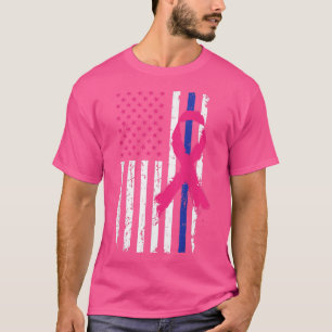 Amerikanische Polizeiflagge Cooles Brustkrebs-Bewu T-Shirt