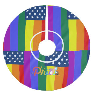 Amerikanische Pride-Flagge LGBTQ Regenbogen Weihna Polyester Weihnachtsbaumdecke