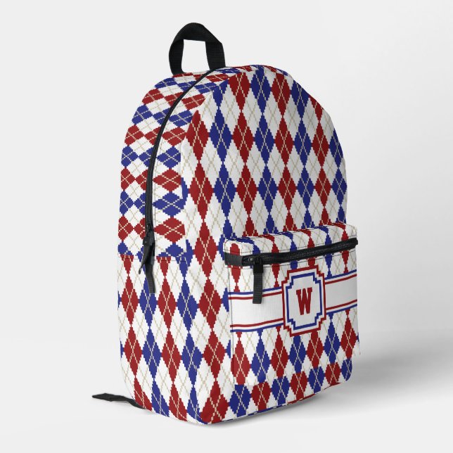 Amerikanische Raute Bedruckter Rucksack (Rückseitige Ecke links)