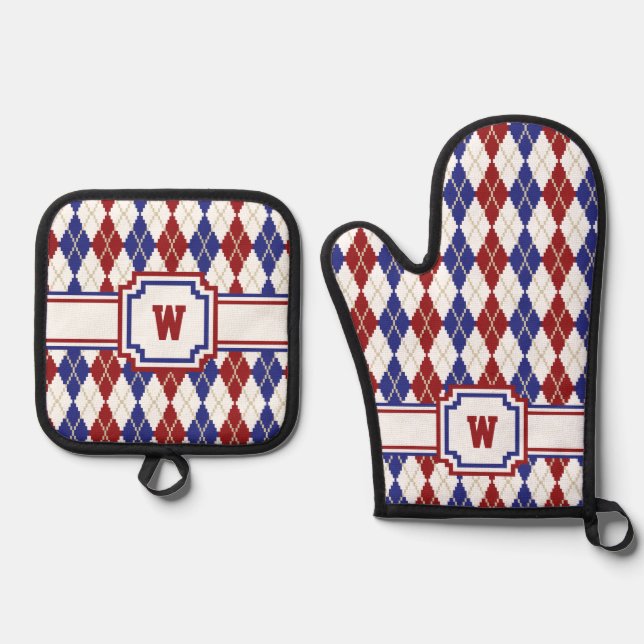 Amerikanische Raute Ofenhandschuh & Topflappen-Set (Vorderseite)