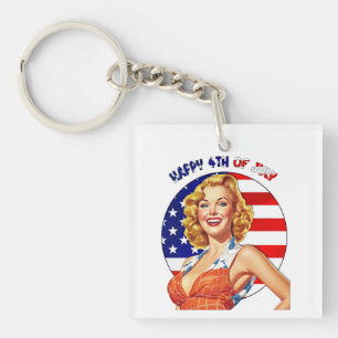 Amerikanische Retro-Pin-up-Girl-Kunst Schlüsselanhänger