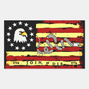 Amerikanische revolutionäre Flagge! Rechteckiger Aufkleber