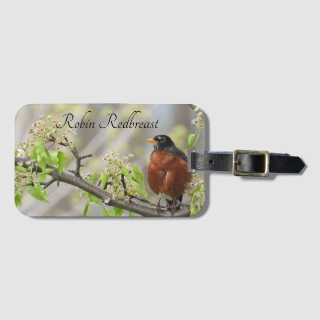 Amerikanische Robin-Frühlingsblüten Gepäckanhänger (Vorderseite (Horizontal))