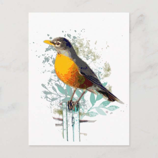 Amerikanische Robin Garden Bird Nature Art Postkarte (Vorderseite)